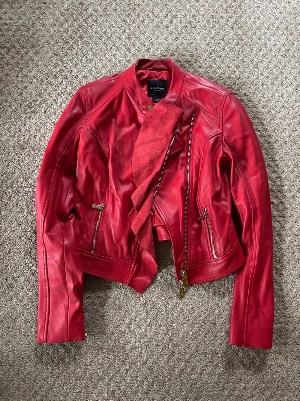 Marciano Los Angeles Women’s Red Cropped Leather Jacket